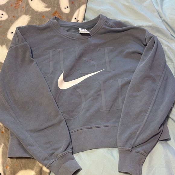 Nike Gray Cropped Sweatshirt with Swoosh - Picture 1 of 1